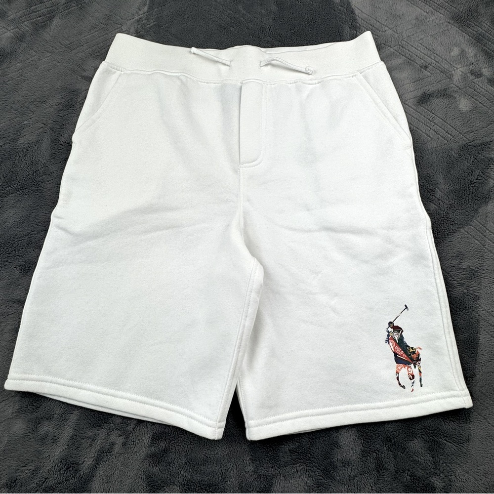 Polo Ralph Lauren Single Horse White Fleece Shorts Youth size L (14-16)